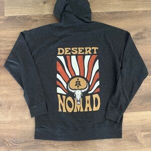Iconic AZ Desert Nomad Steer Skull Boho Charcoal Gray Sweatshirt Hoodie Size 2XL